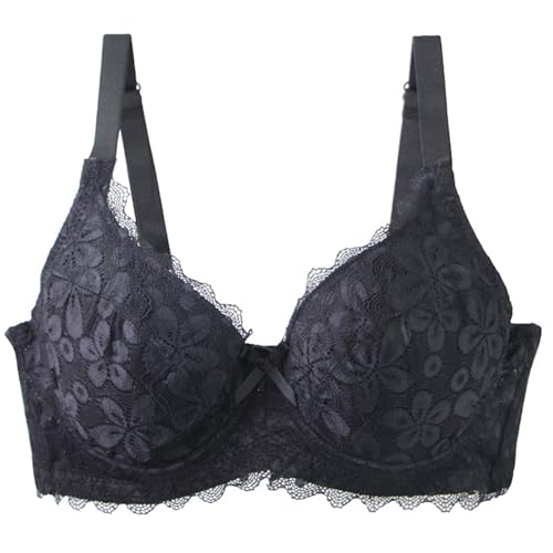 Soutien-gorge push-up avec armatures en dentelle fine style européen noir