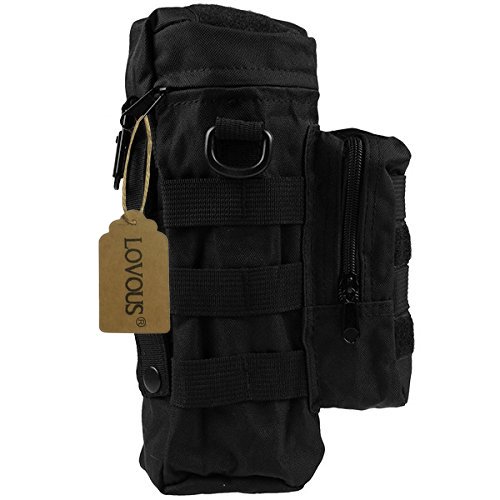Lovous Military Molle Tactical Travel Water Bottle Kettle Pouch Carry Bag Case For Outdoor Activities (Black) #TOP29