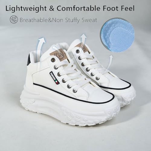 Chouiss Chunky Sneakers for Women,Platform White Mesh Dad Walking Shoes,Comfortable Breathable Casual Fashion Running Shoes,White,Size 6 by Chouiss - Used condition - Image 4