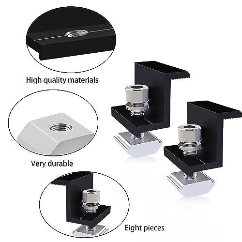 ZIOYA 8 Stück Solarmodul Halterung 30mm Solarpanel Halterung Sind Verstellbar Befestigung Solarmodul Halterung Geeignet für Wohnmobile, Dächer (Schwarz, Aluminiumlegierung)