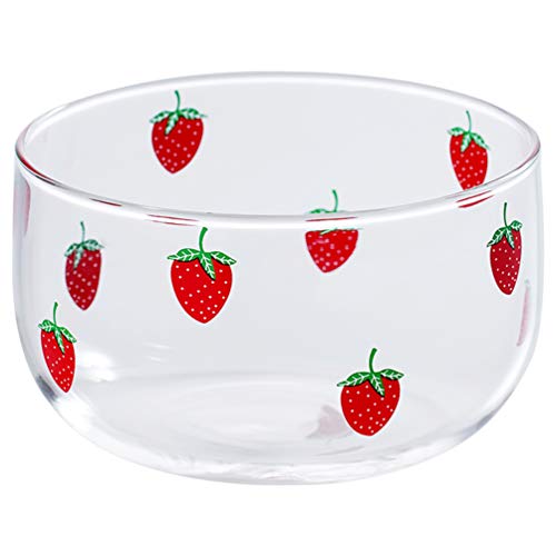 YARNOW Strawberry Pattern Glass Bowl Smooth Surface 4.52 in