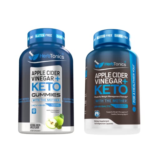 Herbtonics Acv Keto Gummy & Capsule Bundle | Apple Cider Vinegar With The Mother + Keto Bhb #TOP2