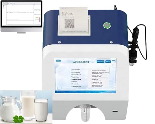VTSYIQI Fat Protein Milk Analyzer Ultrasonic Dairy Composition Analyzer Tester Detector with USB Interface Thermal Printer for Fat Solids Density Added Water Lactose and Protein Test ASTM ISO Standard