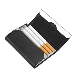 Alvinlite Cigarette Box Case PU lederen opbergdoos voor sigaretten|Joint Case Holder Draagbare sigarettenkoker houder voor mannen en vrouwen Unisex |Zwart| sigaretten doos