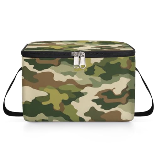 GzLeyigou Camouflage Skin Lunch Bags for Women Men 9 Cans, Hot & Cold Food Delivery Bag Insulated Grocery Bag Insulated Lunch Box Abstract Camo Cooler Bag for Office Work Picnic Beach