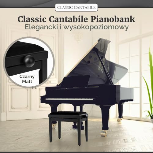 Classic Cantabile Ławka Fortepianowa, Czarny, 55 x 47 x 32cm