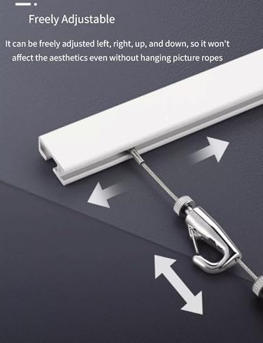 Adjustable Picture Hanging Click Rail Kit, Damage-Free Wire Hooks for Art Gallery & Home Display, 150cm/59in Chain for Easy Installation and Versatile Use