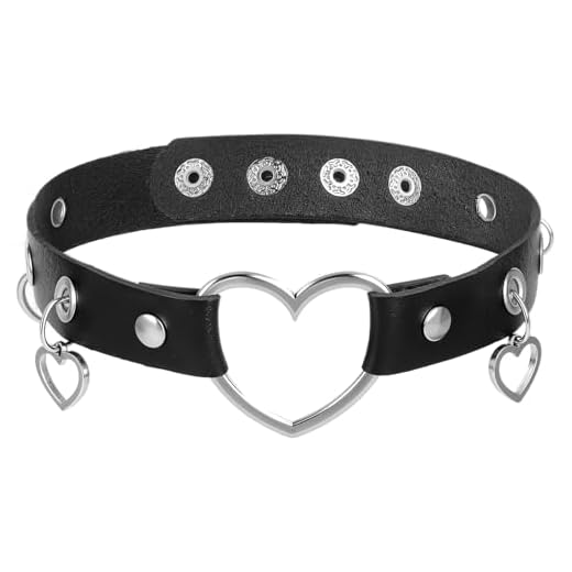 Bremorou Gargantilha de couro ajustável com coração de amor, gótica, preta, colar gargantilha feminina punk PU com pingente de coração, perfeito para cosplay e festas