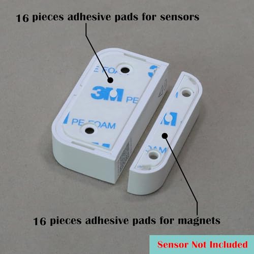 Image of ONTEN Replacement Adhesive Tape for Ring Alarm Contact Sensors (2nd Gen) - 32 Pre-Cut Double-Sided Pads - Easy Install, Strong Hold for Sensors & Magnets - 16 Sensor Pads + 16 Magnet Pads
