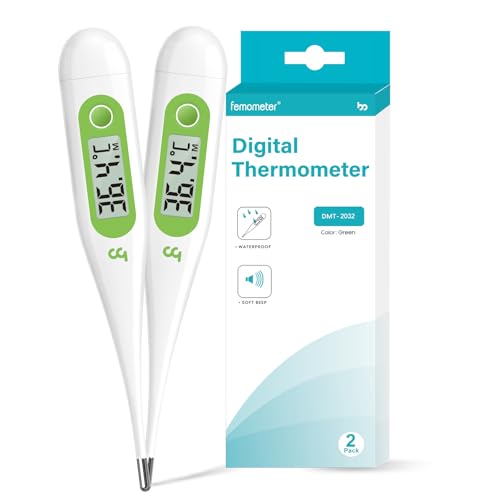 Digital Thermometer, Oral Thermometer Adults Kids Babies, Accurate Fast Switchable Body Temperature Thermometer, Green, 2 Packs