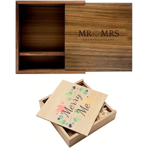 Personalized Wooden Gift Box with Sliding Lid Custom Memory Box