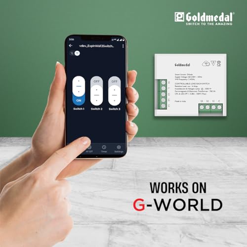 Image of Goldmedal WiFi 3 Node Smart Switch |Compatible with Alexa,Google Assistant|No Hub Required |Home Automation|(White)