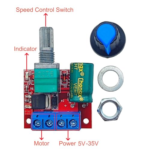 Haldzemo DC 5V-35V 5A Mini DC Motor PWM Speed Controller Adjustable Speed Control Switch Module Variable Voltage Regulator (5 Pack)