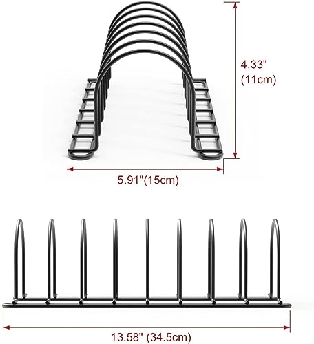 Image of Craft Expertise Black Countertop Kitchen Organizer Rack - 7-Slot Holder for Plates, Lids, Chopping Boards, Pans & Pots | Space-Saving Cookware Stand (14 inch x 8 inch x 8 inch)