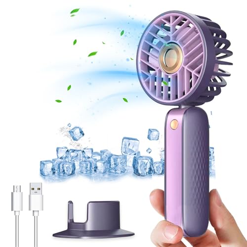 Ventilatore a mano 2 in 1 - Il ventilatore portatile può essere utilizzato come ventilatore a mano o ventilatore da tavolo - il set include una base da tavolo che può essere facilmente inserita per avere le mani libere.