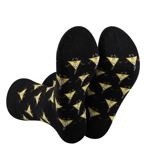 BWWKTOP Bill Cipher Socks Bill Inspired Gifts Gravity Cartoon Crew Socks Mabel & Dipper Character Merchandise (Bill Cipher)