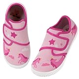 IceUnicorn Hausschuhe Kinder Jungen Atmungsaktiv Pantoffeln Mädchen Rutschfest Kindergartenschuhe Leicht Unisex Slippers(Rosa Einhorn,28EU)