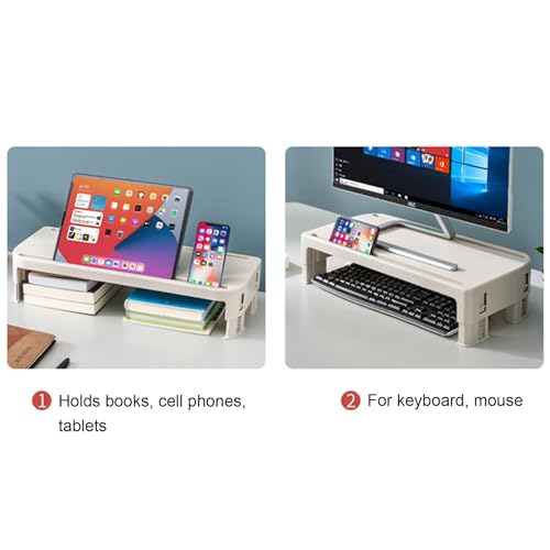 Support de moniteur réglable contre le mal de dos avec étagère de rangement bureau plastique