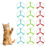 HOMQYTE Interactive Cat Fetch Toy - 15 PCS Flying Spinners for Disc Launcher Toy Best Cat Hunting Toys for Indoor Outdoor Cats (15, Blue&Green&Red)