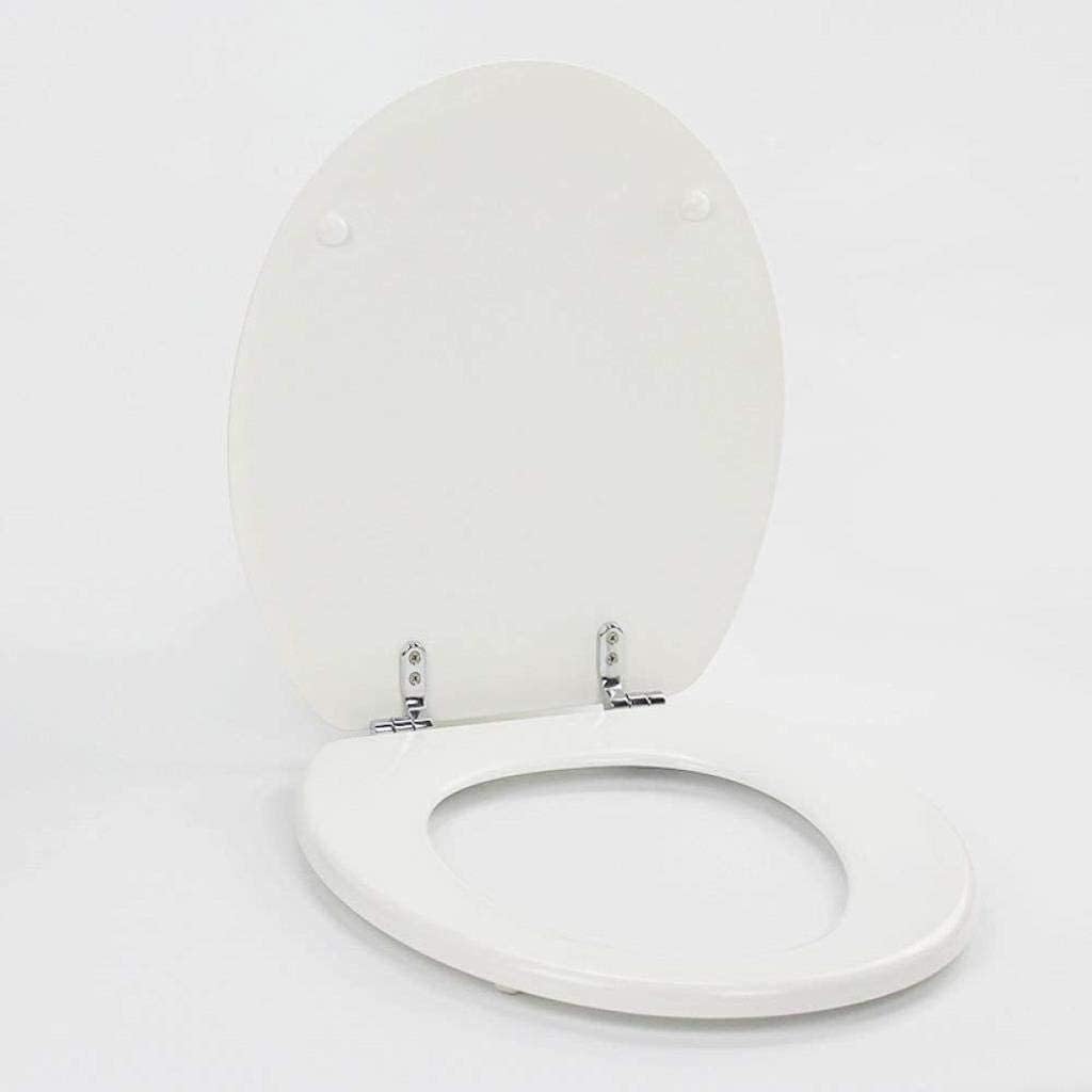 Toilet Lid with Ultra Resistant Bottom Fixed Thickened O Shape Solid Wood Toilet Seat Cover Bathroom Lid Family Use,White-O