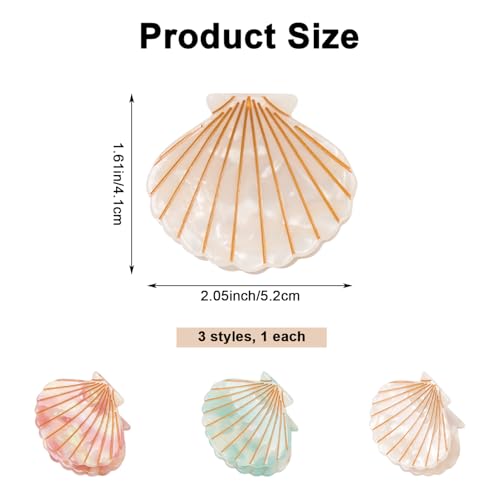 3 pzas mini pinzas conchas marinas 3 colores miniatura 2