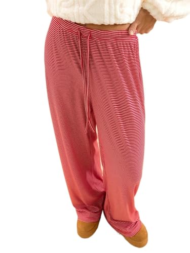 Women's casual sports work pants Casual Home Red And White Striped Pants - Main Image