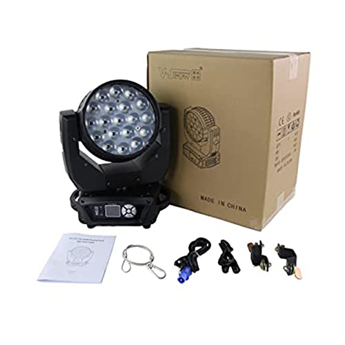 V-Show 19 * 15W Rgbw 4In1 Aura Zoom Wash Moving Head Light With Backlight Led- Led Beam Zoom Moving Lights, Stage Led Moving Head Lighting For Dj Disco And Party (Black) #TOP4