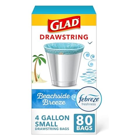 GLAD Small Drawstring Trash Bags, 4 Gallon, 80 Count Cover