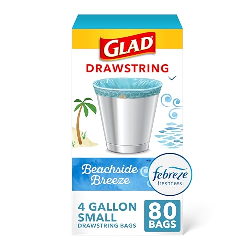 glad small trash bags 4 gallon febreze beachside breeze garbage bags odor resistant with drawstring 80 count