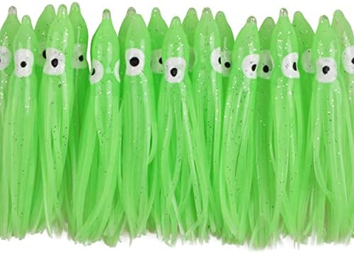 OROOTL Squid Skirts Saltwater Octopus Lures Soft Plastic Octopus Squid Skirt Glow Lures Trolling Octopus Skirts Fishing Tackle for Sea Bass Salmon Trout Tuna 2.8 3.6 4.3 inch