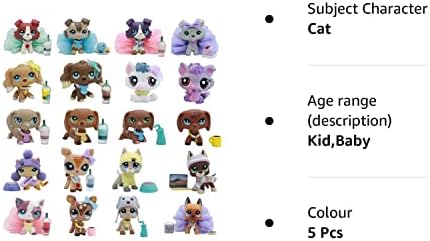 LPS Toys (5pcs random) LPS Dogs and Cats Collie Shorthair Cat Great Dane Cocker Spaniel Dachshund Husky Kitten Deer Puppy with LPS accessories Lot Fit Toys Figure Collection Kids Gift Set (5 pcs)
