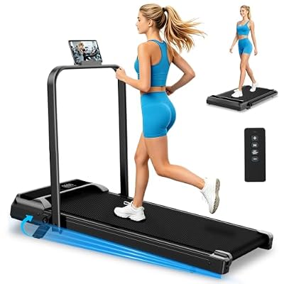 Walking Pad Treadmill for Home Office Exercising, 2.5HP Small Treadmill with Incline and Handle Bar, Portable Under Desk Treadmill with LED Display & 0.6-3.8 MPH Remote Speed Control, 350LBS Capacity