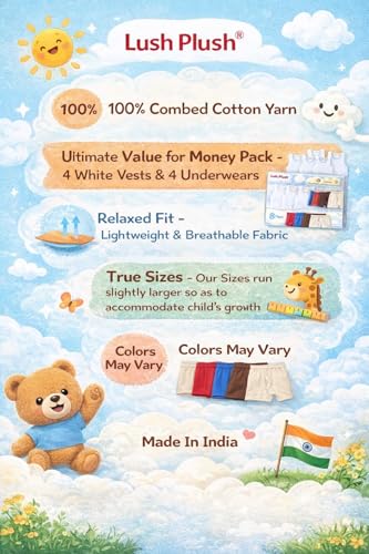 Image of Baby Boys Relaxed Fit White Cotton Vest | Lightweight, Breathable | Ganji | Banian | Baniyan | Kids Sando for Infant Newborn Toddler