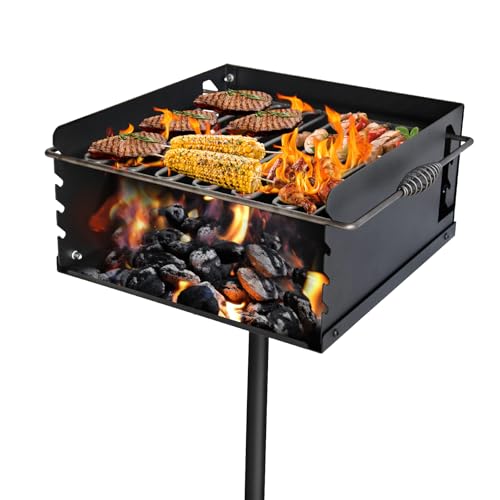 Heavy Duty Steel Park-Style Charcoal Grill8×16×8 inchesOutdoor BBQ for Camping & Backyard