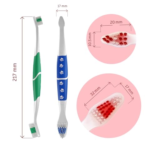 Image of Pet Toothbrush for Dogs, Cats with Soft Bristles - Easy Teeth Cleaning & Dental Care, Non Slip Dual Head Dog Toothbrush for Medium & Large Pets, Toothpaste Not Included, Pack of 4 Multi