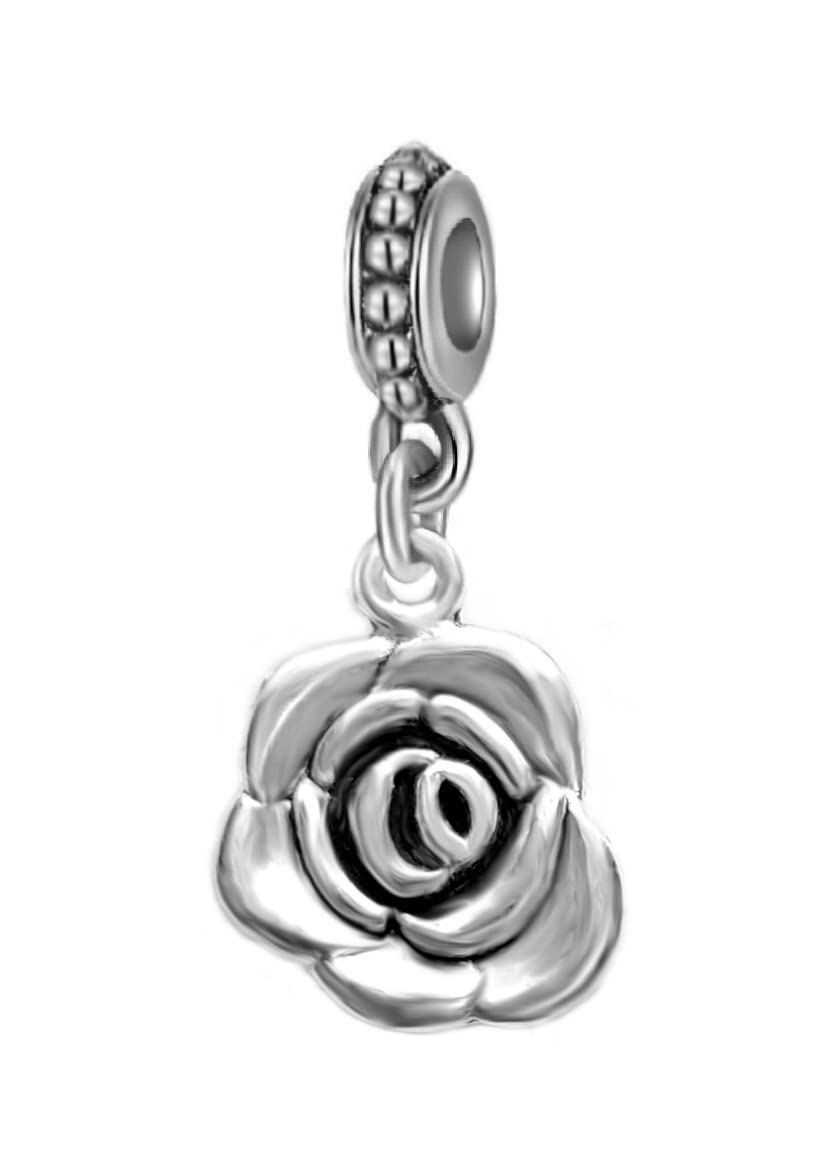 LaBenie Dangle Rose Flower Charm Bead