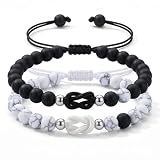 Nogeqi Matching Bracelets for Couples, Pinky Promise Love Cross Knot Bracelet, Always and Forever Long Distance Relationship Gifts, Valentines Anniversary Christmas Gifts for Girlfriend Boyfriend