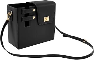 Begchy Bolsa de Tipo Bandolera para Guardar Vasos de Agua y Correa de Hombro Ajustable, Color Negro