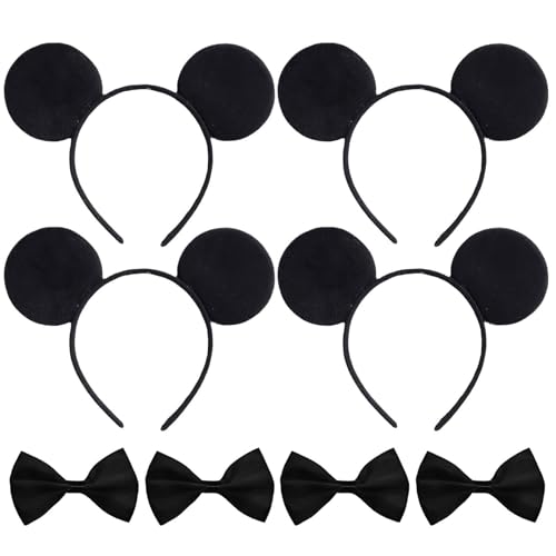 4 Piezas De Correas Para El Cabello Del Mouse Y 4 Piezas De Decoraciones Arqueadas, Accesorios Para El Cabello De Roles, Accesorios Para Disfraces De Fiesta.