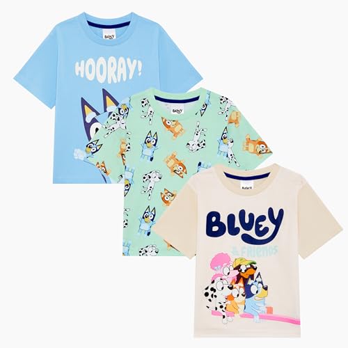 Bluey, Boys Pack of 3 T-Shirts Featuring, Age 2-3 Years