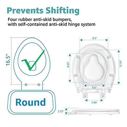 Toilet Seat With Toddler Seat Built In, Round, Built-In Potty Training Seat For Kids, Slow-Close, Heavy Duty, Quick-Release Removable That Will Never Loosen, Easy To Install & Clean, White #TOP6