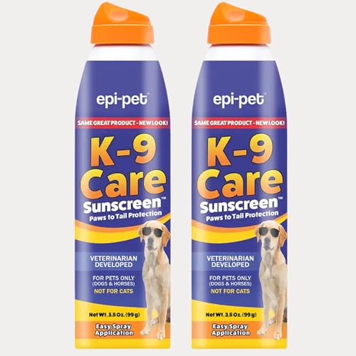 Epi-Pet K-9 Care Sunscreen, Paws to Tail Protection, Prevents Sunburns on Dogs and Horses, Sun Protector Spray, SPF 30+, Non-Greasy/Oily Solution – 3.5 oz (Pack of 2)