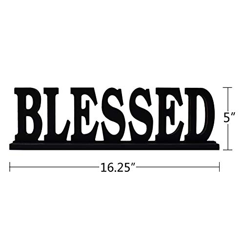 E-view Wooden Family Sign for Home Decor - Decorative Letters Tabletop Word Plaque Home Décor Accents (Blessed)