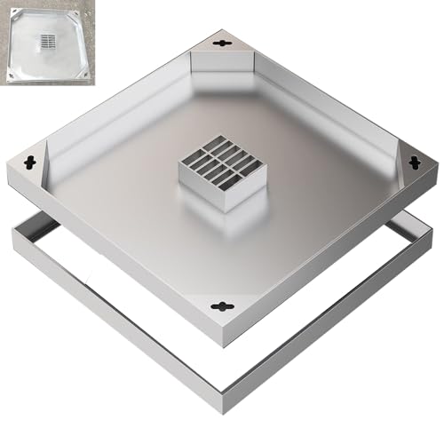Grille d'égout en acier inoxydable structure carrée renforcée 40x40x5cm usage extérieur