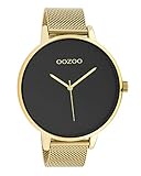 Oozoo Damenuhr mit Edelstahl Milanaiseband und Mandala Zifferblatt Goldfarben/Schwarz 48 MM C10553