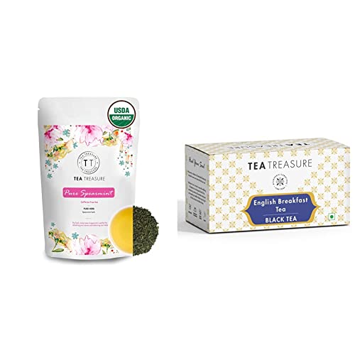 Image of Tea Treasure Spearmint Herbal Tea 50 Gm & Tea Treasure English Breakfast Black Tea 18 Pyramid Tea Bags