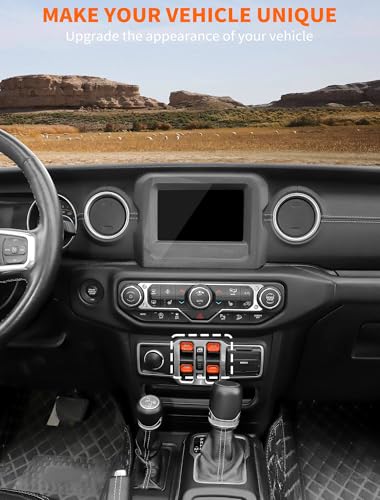 Savadicar Accessoires d'intérieur orange – Ensemble de garnitures d'interrupteur de commande de fenêtre pour Jeep Wrangler JL JLU 4XE et Gladiator JT à partir de 2018 – Option de mise à niveau de – vue 2