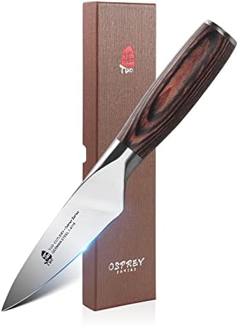 TUO Paring Knife 3.5 inch - Peeling Knife Fruit Knives Small Kitchen Chef Knives Vegetable Knives - German HC Stainless Steel - Ergonomic Pakkawood Handle - Osprey Series with Gift Box