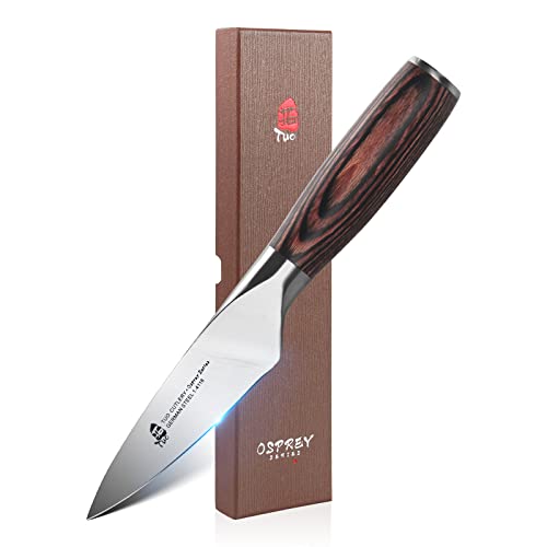 Tuo Paring Knife 3.5 Inch - Peeling Knife Fruit Knives Small Kitchen Chef Knives Vegetable Knives - German Hc Stainless Steel - Ergonomic Pakkawood Handle - Osprey Series With Gift Box #TOP19