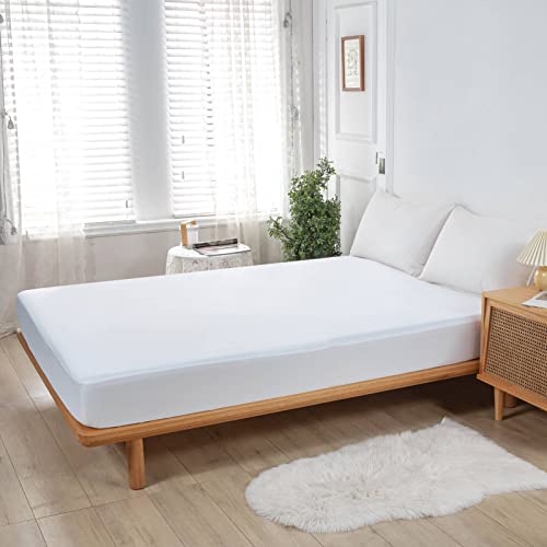Image of Kingnex Waterproof RV Short Queen Mattress Protector for 60x75 RV Queen Camper Bed Smooth Top Fitted Sheet Style Matress Cover